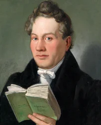 Portrait of the Viennese Writer Christoph Kuffner (1777–1846) with His Book Hesperidenhain der Romantik